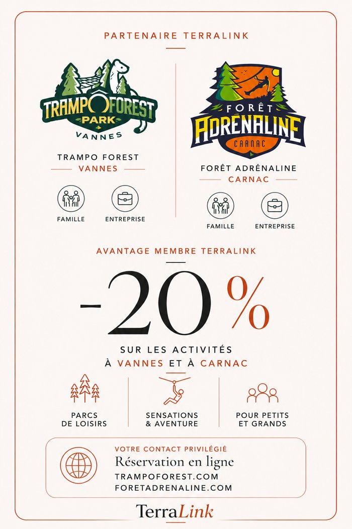 Offre partenaire TrampoForest Park & Forêt Adrénaline — -20% pour les adhérents TerraLink